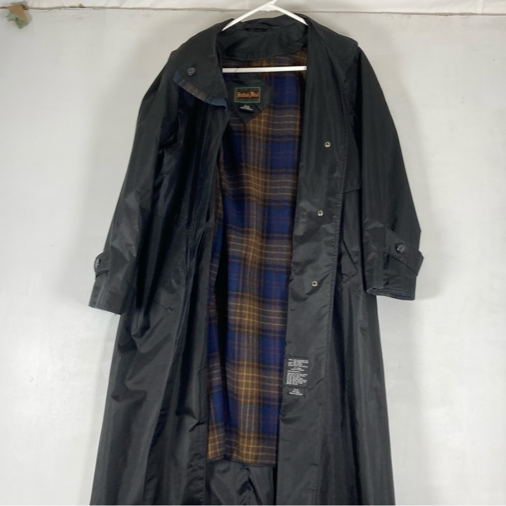 British Mist Trench Coat Flannel Lined Women's 3/4 Black Outdoor Waterproof Rain - Picture 3 of 11